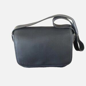 Vintage COACH 4903 Large Flap Leather Sonoma Navy Blue Handbag - Excellent